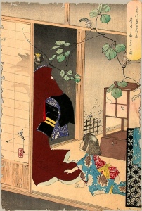 The Fox-woman Kuzunoha leaving her child. Taiso Yoshitoshi (1839–1892). Wikimedia Commons