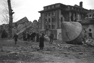 The ruins of the Reich Chancellery in Berlin, destroyed by Allied bombing. Otto Donath/German Federal Archives