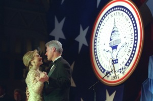 Bill and Hillary Clinton, inauguration ball, January 1997. White House/Wikimedia Commons